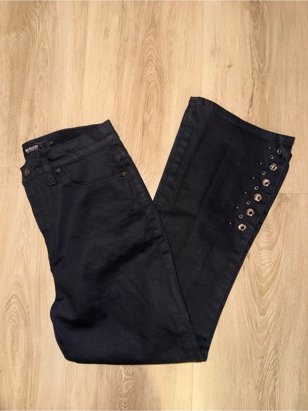Hudson Jeans Black Flare with Eyelet Accent